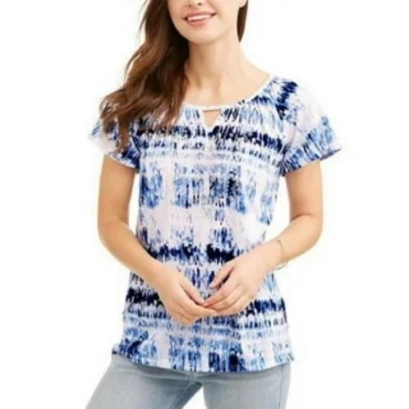 New York Laundry Blue and White Tie Dye Tee size XL - Picture 1 of 5